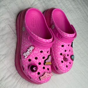 Crocs x Barbie The Movie Mega Crush Clog Size W9 M7 Pink Glitter Platform Bulky